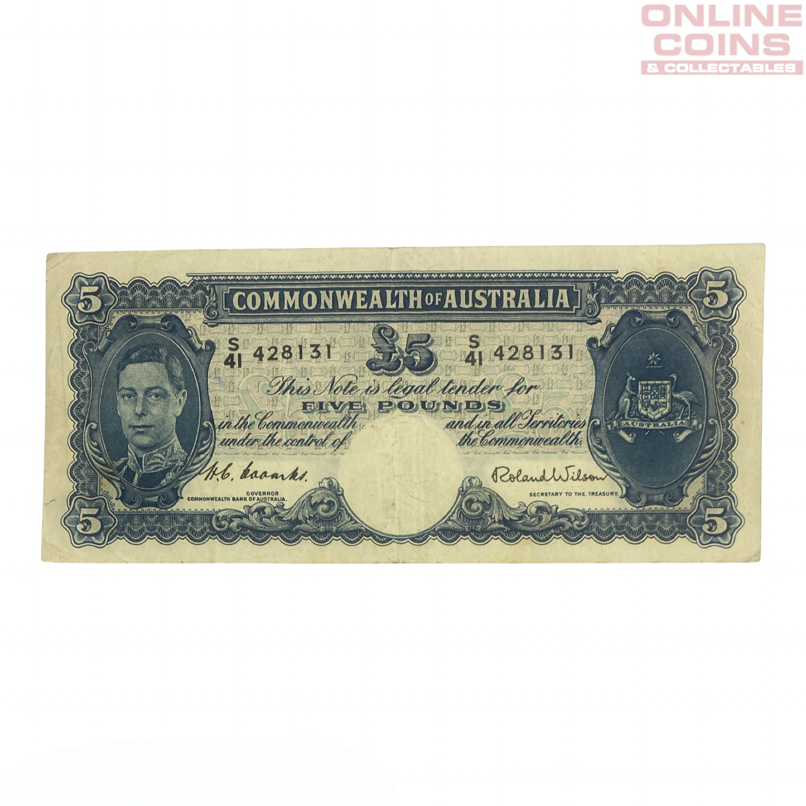 1952 Coombs Wilson Five Pound Note - Very Fine